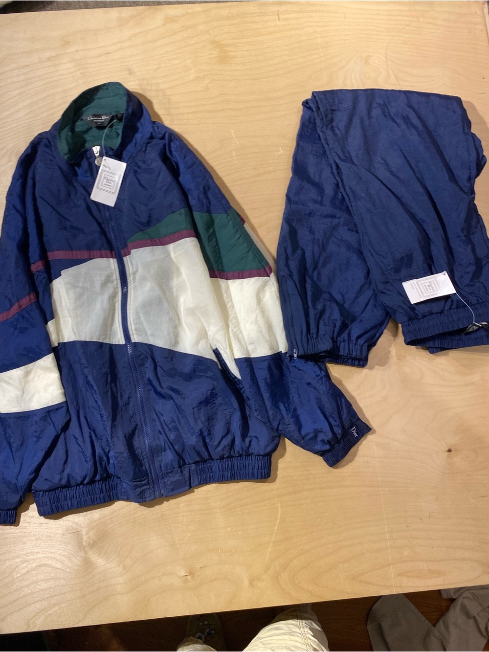 Christian Dior Navy, White & Green Colorblock Track Suit Large (SX) - Picture 4 of 13